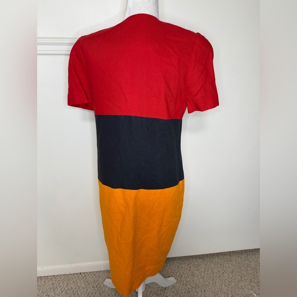 David Warren Color block Red, Navy, and Orange Vintage Midi Dress size 8 - Picture 3 of 5
